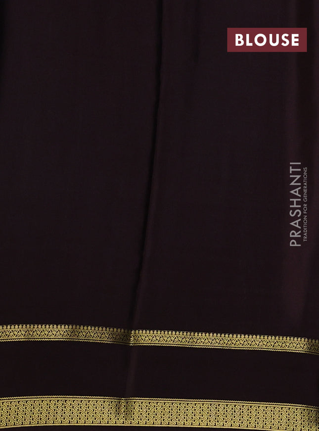Pure mysore silk saree light blue and coffee brown with allover zari checks & buttas and rettapet zari woven border