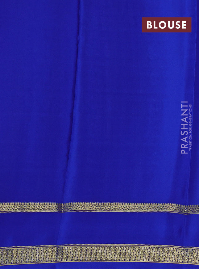 Pure mysore silk saree lavender shade and blue with allover zari checks & buttas and rettapet zari woven border