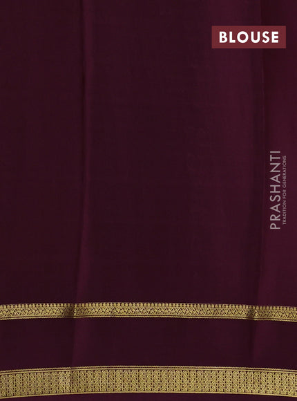 Pure mysore silk saree peach pink and wine shade with allover zari checks & buttas and rettapet zari woven border