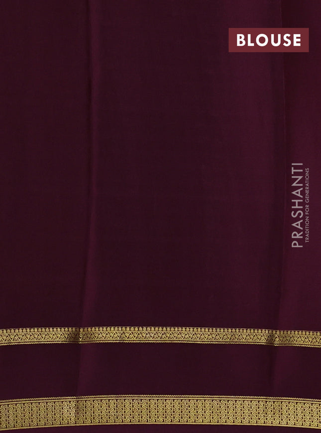 Pure mysore silk saree peach pink and wine shade with allover zari checks & buttas and rettapet zari woven border