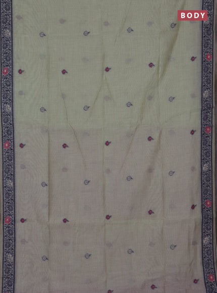 Jamdhani cotton saree mild pista green and purple with thread woven buttas and pichwai pallu