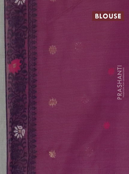 Jamdhani cotton saree mild pista green and purple with thread woven buttas and pichwai pallu