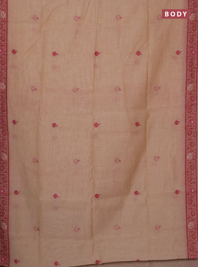 Jamdhani cotton saree sandal and green with thread woven buttas and pichwai pallu