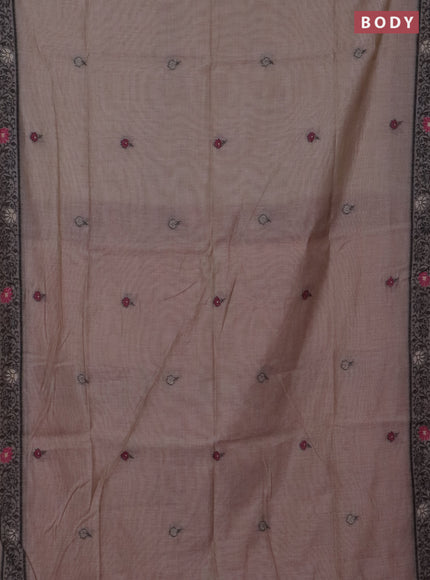 Jamdhani cotton saree beige and red with thread woven buttas and pichwai pallu