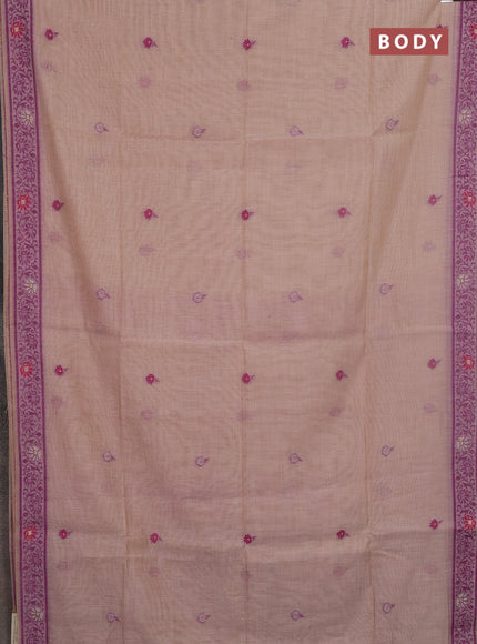 Jamdhani cotton saree pale orange and navy blue with thread woven buttas and pichwai pallu