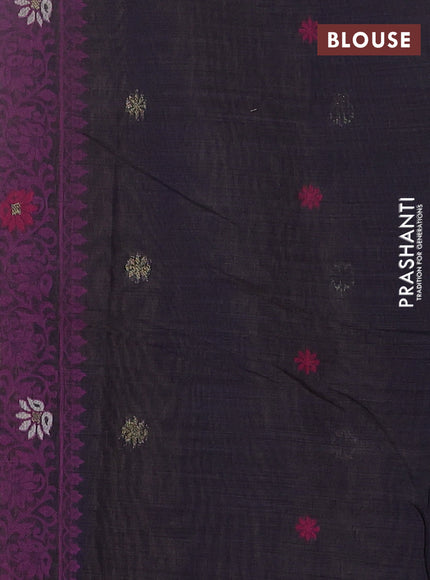 Jamdhani cotton saree pale orange and navy blue with thread woven buttas and pichwai pallu