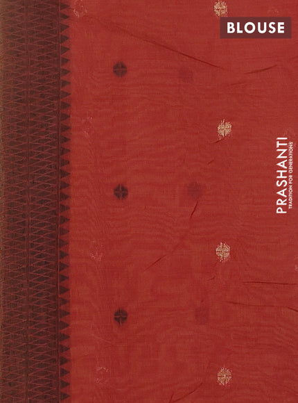 Jamdhani cotton saree sandal and maroon with floral thread woven buttas and jamdhani pallu