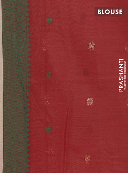 Jamdhani cotton saree beige and maroon with floral thread woven buttas and jamdhani pallu