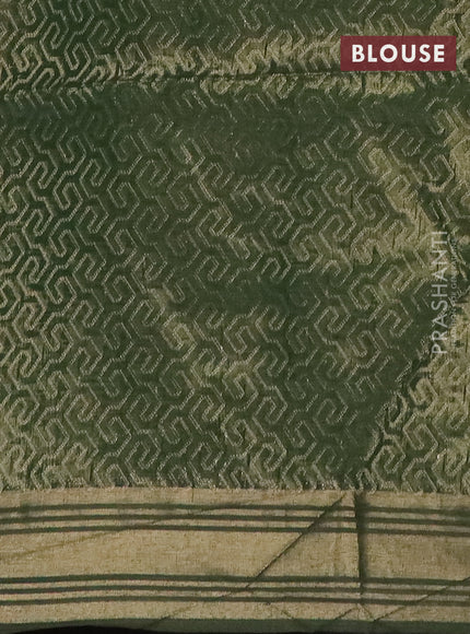 Jamdhani cotton saree pista green and green with paisley thread woven buttas and jamdhani pallu