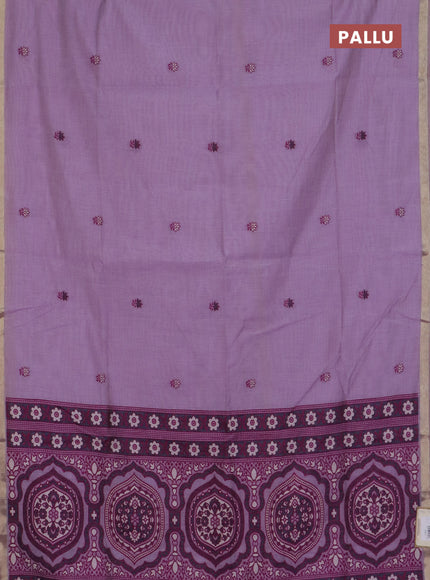 Jamdhani cotton saree lavender and purple with thread woven buttas and jamdhani pallu