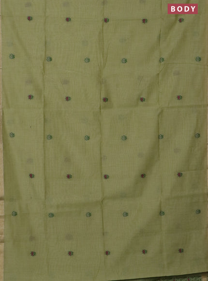 Jamdhani cotton saree pista green with thread woven buttas and jamdhani pallu
