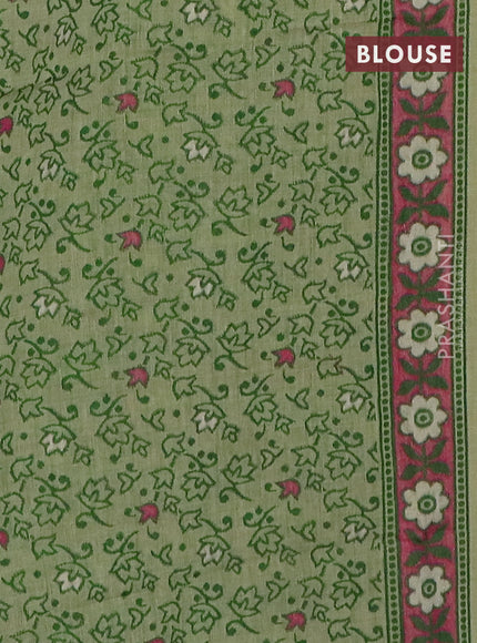 Jamdhani cotton saree pista green with thread woven buttas and jamdhani pallu