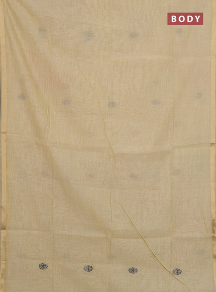 Jamdhani cotton saree cream with thread woven buttas and pichwai pallu