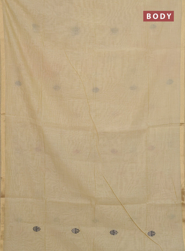 Jamdhani cotton saree cream with thread woven buttas and pichwai pallu
