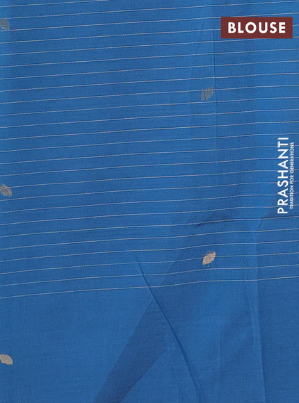 Jamdhani cotton saree pista green and teal blue with allover thread checks & buttas and jamdhani pallu