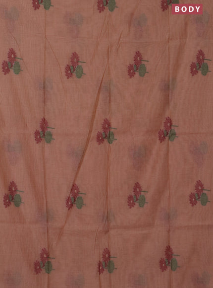 Jamdhani cotton saree peach shade and maroon with thread & zari woven floral buttas and jamdhani pallu
