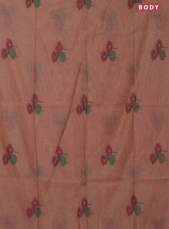 Jamdhani cotton saree peach shade and maroon with thread & zari woven floral buttas and jamdhani pallu