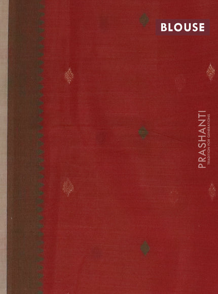 Jamdhani cotton saree beige and maroon with thread & zari woven floral buttas and jamdhani pallu