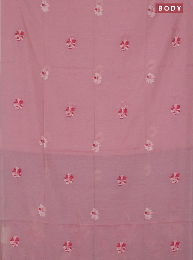 Jamdhani cotton saree pastel pink and pastel maroon with thread & zari woven buttas and jamdhani pallu
