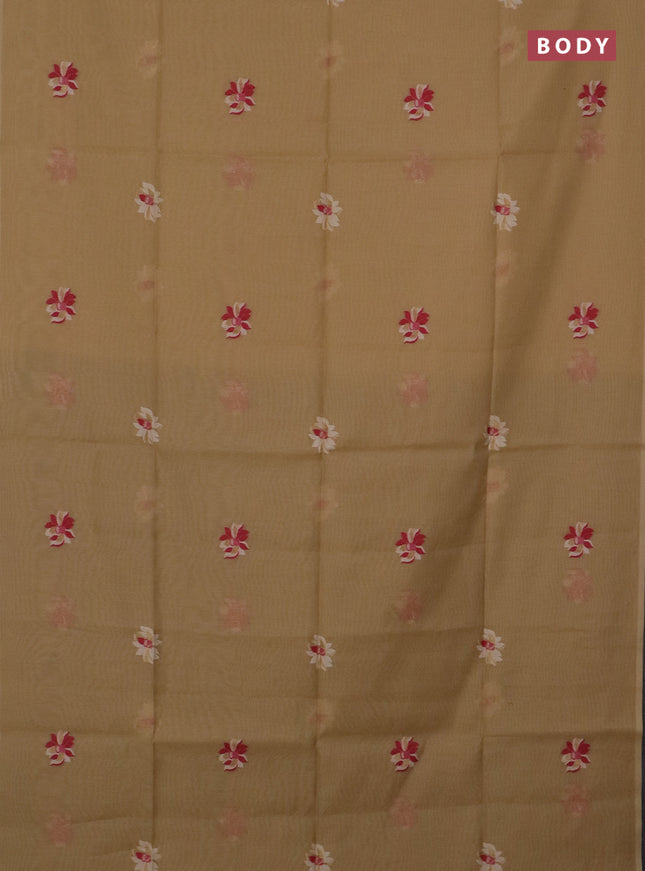 Jamdhani cotton saree sandal and brown with thread & zari woven buttas and jamdhani pallu