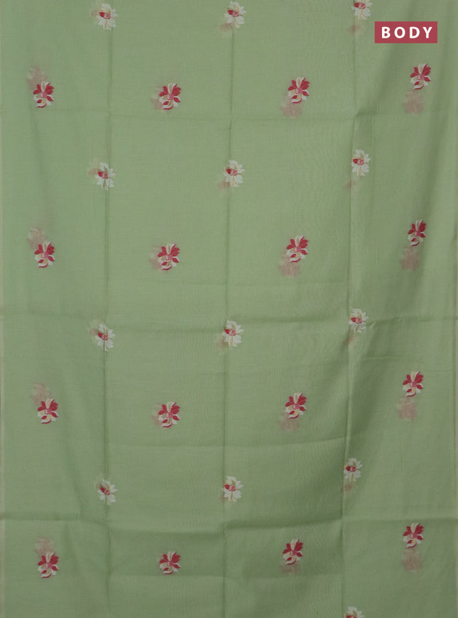 Jamdhani cotton saree pista green and light green with thread & zari woven buttas and jamdhani pallu