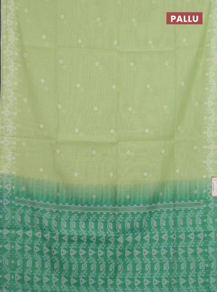 Jamdhani cotton saree pista green and green with allover thread & zari woven buttas and jamdhani pallu