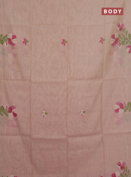 Jamdhani cotton saree pastel pink and pink with thread & zari woven floral buttas and floral jamdhani pallu