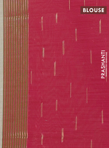 Jamdhani cotton saree mild pista green and pink with thread & zari woven floral buttas and floral jamdhani pallu