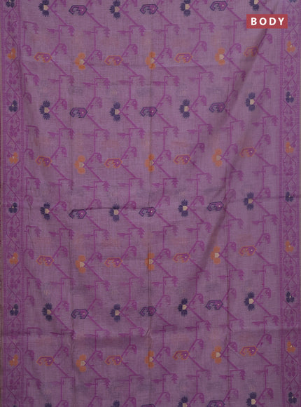 Jamdhani cotton saree purple with allover thread weaves & zari butttas and jamdhani pallu