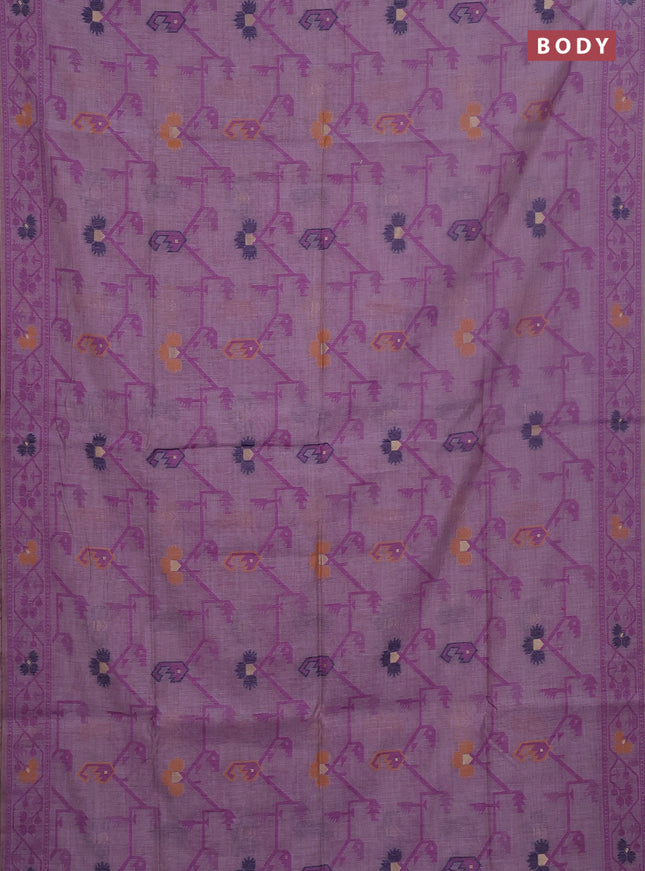 Jamdhani cotton saree purple with allover thread weaves & zari butttas and jamdhani pallu