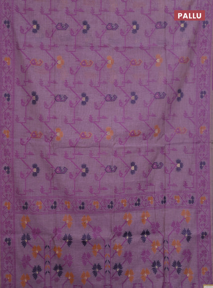 Jamdhani cotton saree purple with allover thread weaves & zari butttas and jamdhani pallu