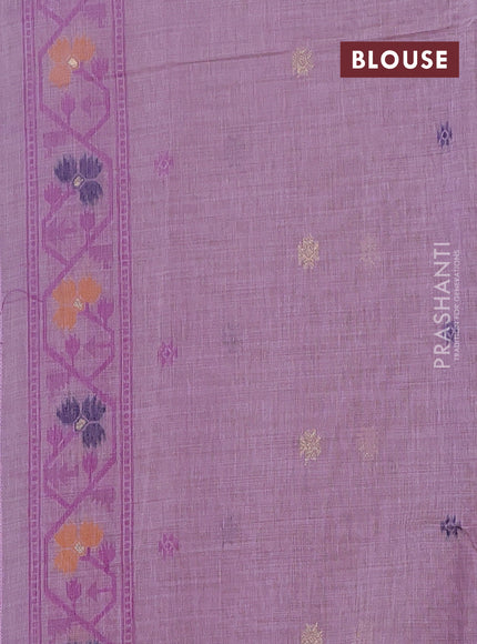 Jamdhani cotton saree purple with allover thread weaves & zari butttas and jamdhani pallu