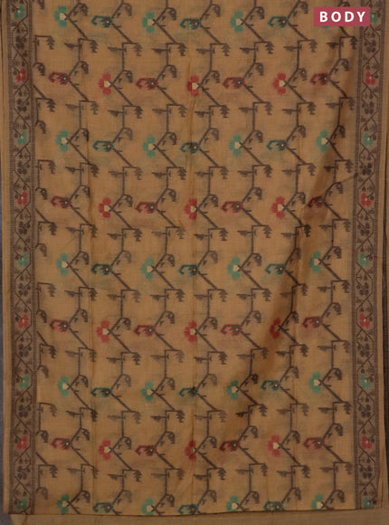 Jamdhani cotton saree sandal with allover thread weaves & zari butttas and jamdhani pallu