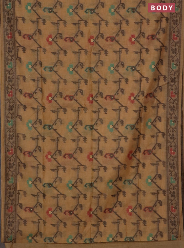 Jamdhani cotton saree sandal with allover thread weaves & zari butttas and jamdhani pallu