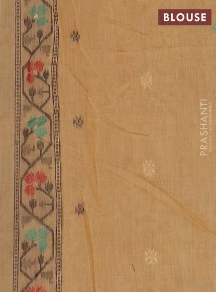 Jamdhani cotton saree sandal with allover thread weaves & zari butttas and jamdhani pallu