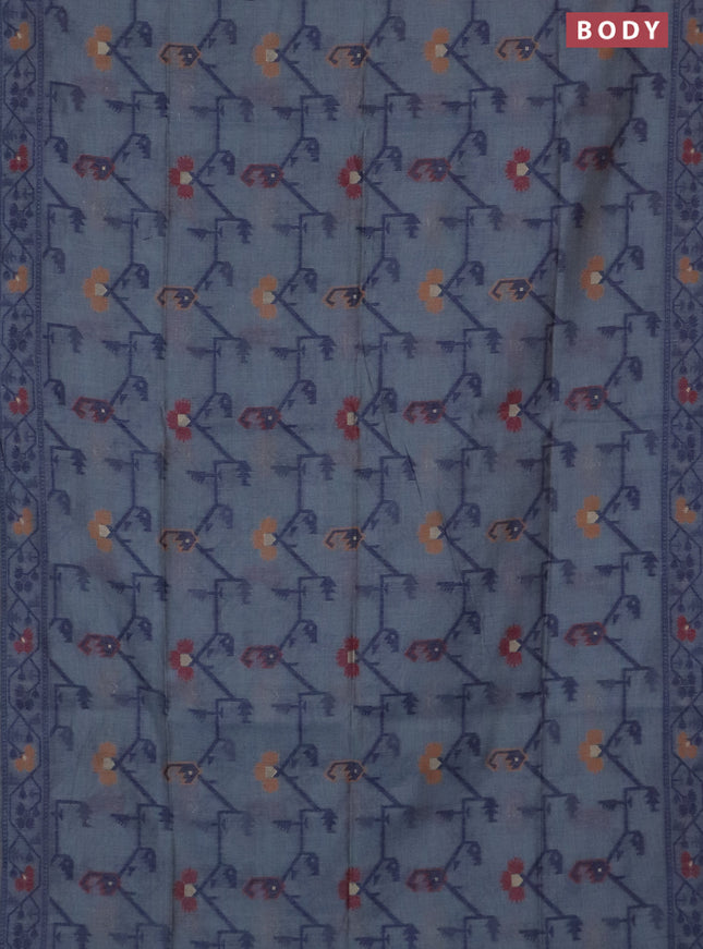 Jamdhani cotton saree grey with allover thread weaves & zari butttas and jamdhani pallu