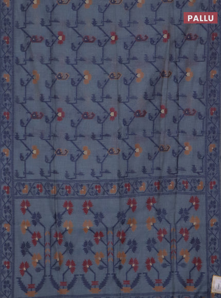Jamdhani cotton saree grey with allover thread weaves & zari butttas and jamdhani pallu