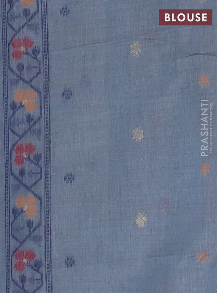 Jamdhani cotton saree grey with allover thread weaves & zari butttas and jamdhani pallu