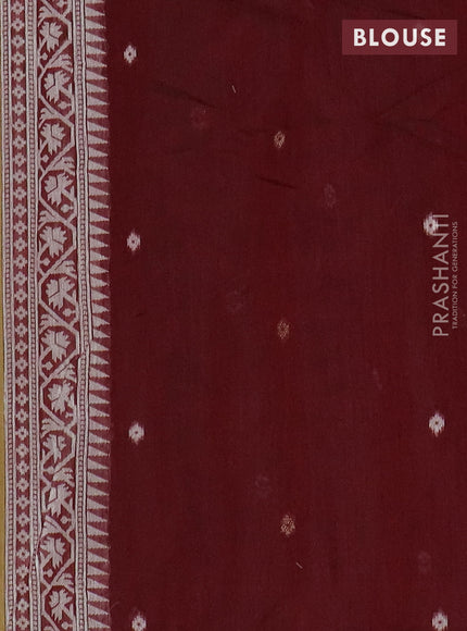 Jamdhani cotton saree mustard yellow and maroon with thread & zari woven buttas and jamdhani pallu