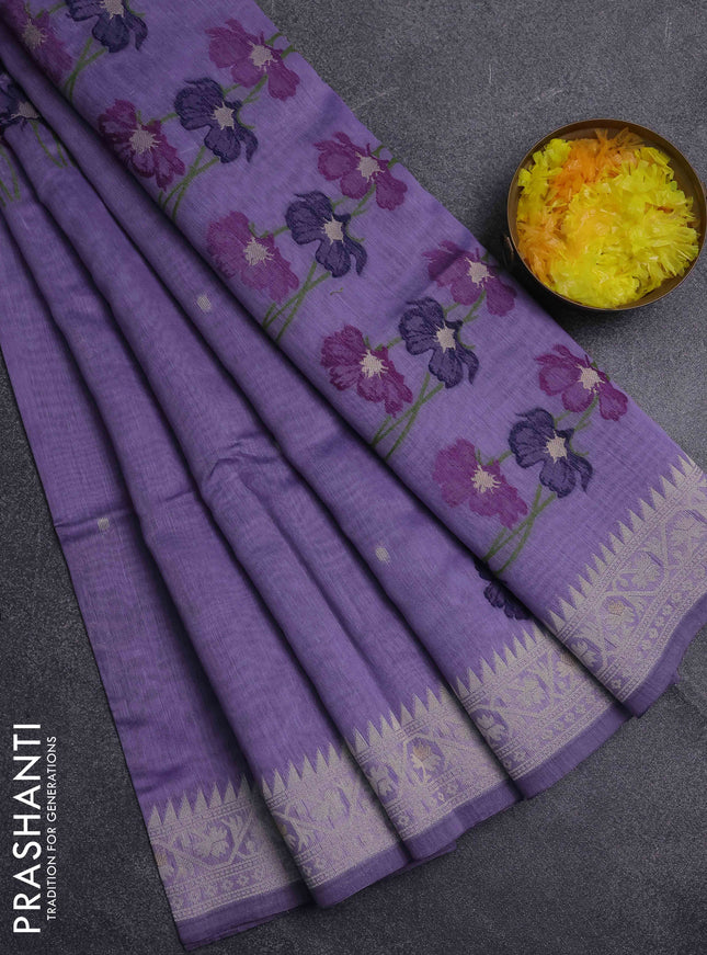 Jamdhani cotton saree lavender and purple with thread & zari woven buttas and jamdhani pallu