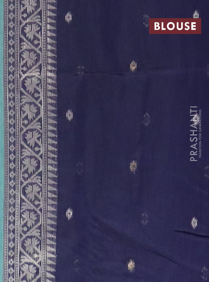 Jamdhani cotton saree teal green and navy blue with thread & zari woven buttas and jamdhani pallu