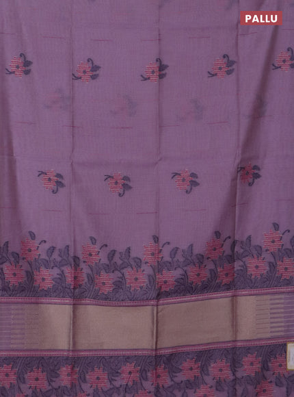 Jamdhani cotton saree lavender and pink with thread & zari woven buttas and jamdhani pallu
