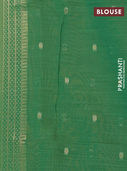 Jamdhani cotton saree pale yellow and green with thread & zari woven buttas and jamdhani pallu