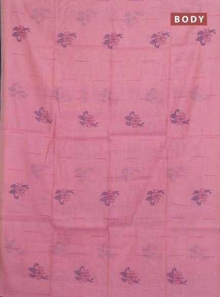 Jamdhani cotton saree peach pink and purple with thread & zari woven buttas and jamdhani pallu
