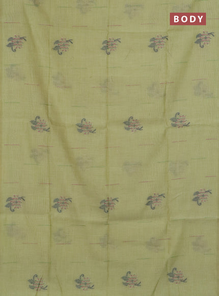 Jamdhani cotton saree pista green and green with thread & zari woven buttas and jamdhani pallu