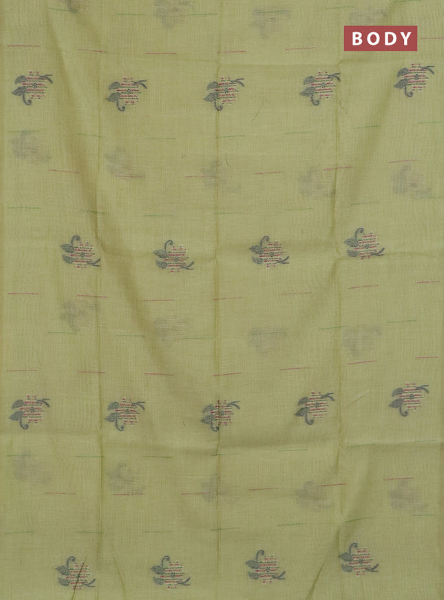 Jamdhani cotton saree pista green and green with thread & zari woven buttas and jamdhani pallu