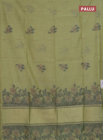 Jamdhani cotton saree pista green and green with thread & zari woven buttas and jamdhani pallu
