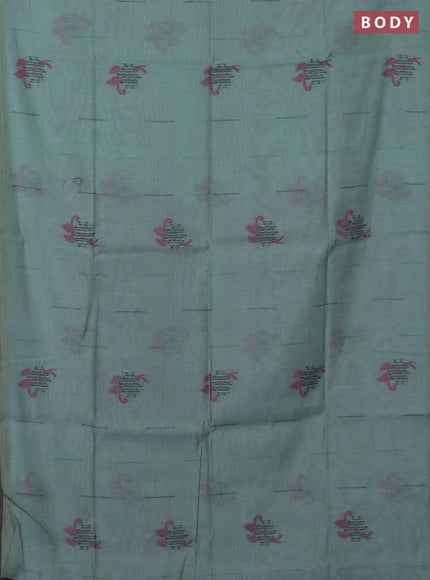 Jamdhani cotton saree teal green and navy blue with thread & zari woven buttas and jamdhani pallu