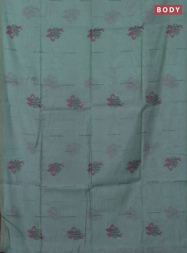 Jamdhani cotton saree teal green and navy blue with thread & zari woven buttas and jamdhani pallu