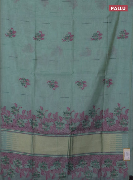 Jamdhani cotton saree teal green and navy blue with thread & zari woven buttas and jamdhani pallu